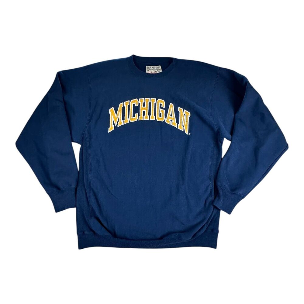 VINTAGE Michigan Wolverines Sweatshirt Mens XL Blue Steve & Barrys Y2K Crew Neck